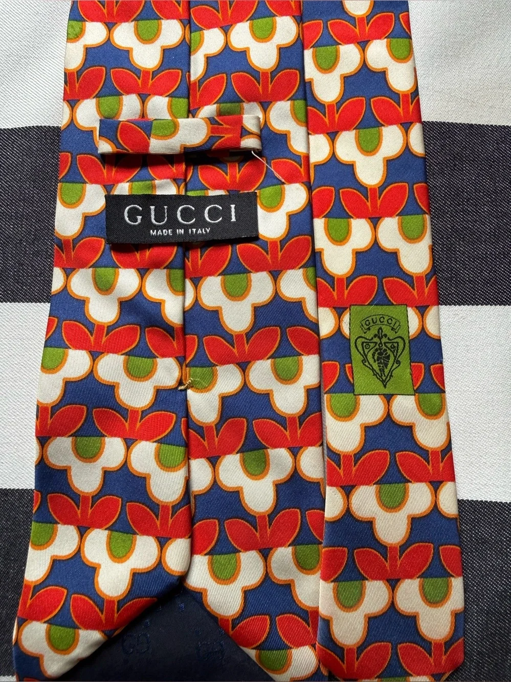 Rare Gucci Pop Art Multicolor Red Blue Green Geometric Silk Tie